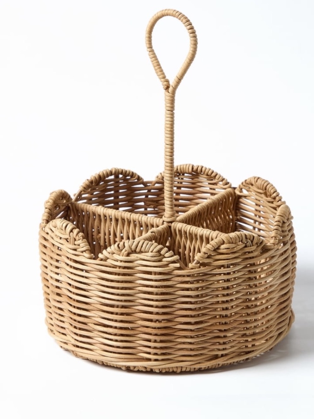 Texas House Rattan Scallop Utensil Holder, Brown, 8.25" × 10.75"